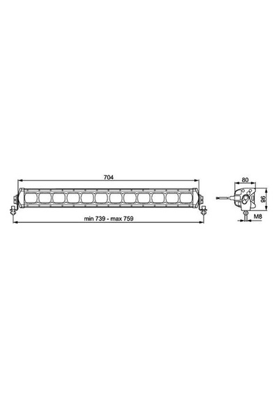 HELLA 12V-24V LED BAR OFF-ROAD TEK SIRA 88W 6500K 5500 LÜMEN (9 LEDLİ) (704 X 86 X 80 MM)