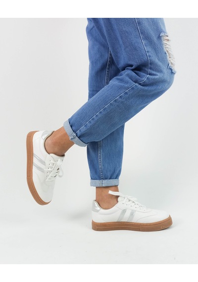 Gdt Ayakkabı Beyaz Renk Bağcıklı Düz Taban Kadın Sneakers