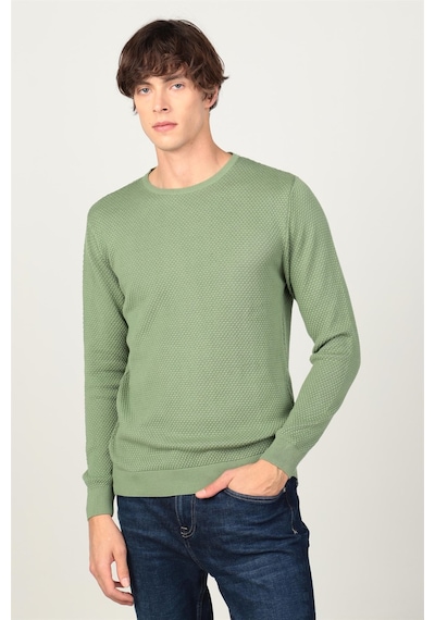 Tudors Slim Fit Dar Kesim Bisiklet Yaka Petek Desenli Erkek Kazak-1973 Yeşil Tudors Slim Fit Dar Kesim Bisiklet Yaka Petek Desenli Erkek Kazak-1973 Yeşil