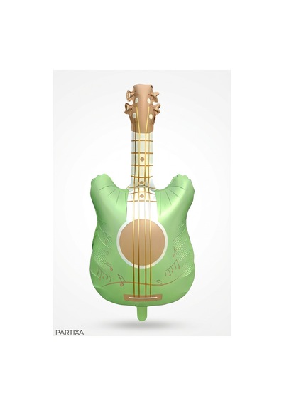 Retro Mat Yeşil Gitar Folyo Balon 46x89 Cm Müzik Temalı Doğum Günü Parti Süsü Çok Renkli