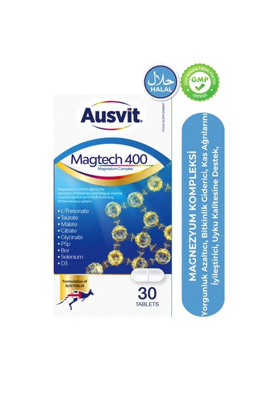 Magtech 400 Magnezyum Kompleks İçeren Tablet Yorgunluğun Ve Bitkinliğin Azalmasına Katkıda Bulunan Takviye Edici Gıda