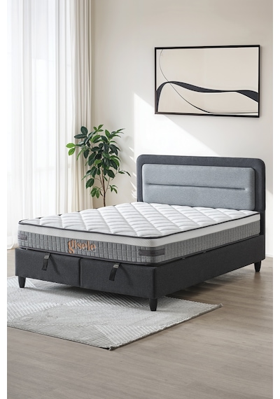 Gisela Modeli Full Ortopedik Çift Kişilik Pedli Yataklı Baza Ve Başlık Takımı 3 Lü Set 160 x 200
