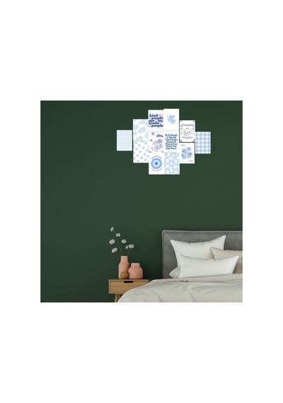 Blue Mavi Mottolu Soft Poster Duvar Kağıdı Seti