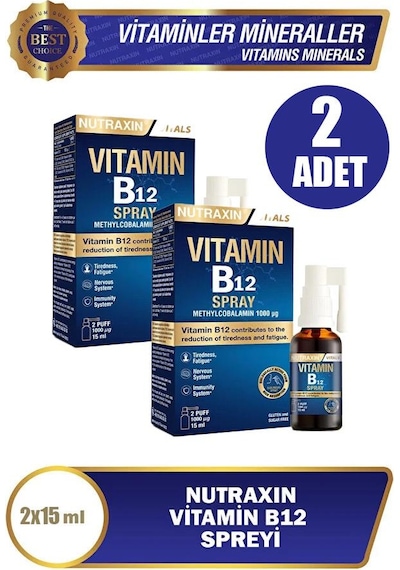Nutraxin Vitamin B12 Sprey 15 Ml 2 Adet