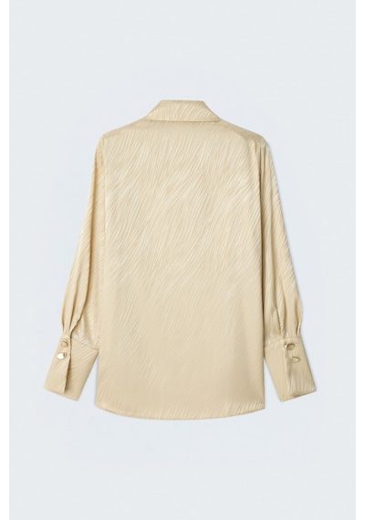 Sateen Zebra Desenli Gömlek - Gold-137390 Altın