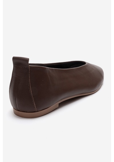 Luvishoes Jenas Kahverengi Cilt Hakiki Deri Kadın Babet Ayakkabı