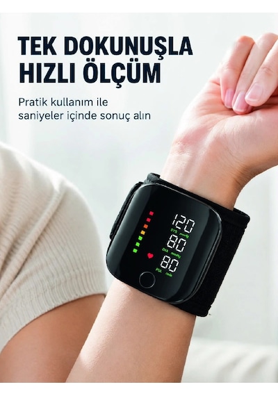 Bilekten Dijital Tansiyon Ölçer Geniş Ekran Ve Kolay Okunabilir Gösterge