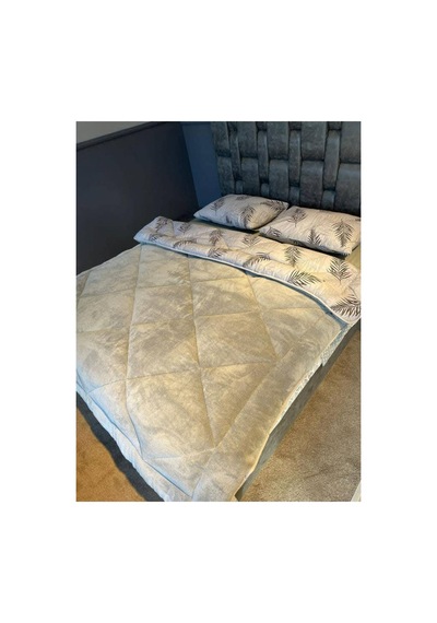 Welsoft Çift Kişilik Yorgan 195x215 Cm Çift Taraflı Ultra Yumuşak Silikon Dolgulu Gümüş Gümüş