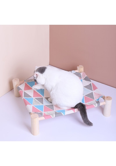 Kedi Hamağı Yatağı Ahşap Kedi Yatağı Evcil Hayvan Uyku Yatağı Nefes