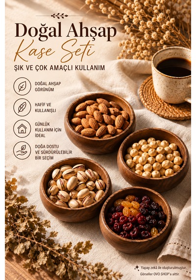 Bambu Çerezlik Oval 4'lü Set Koyukahve Koyu kahverengi