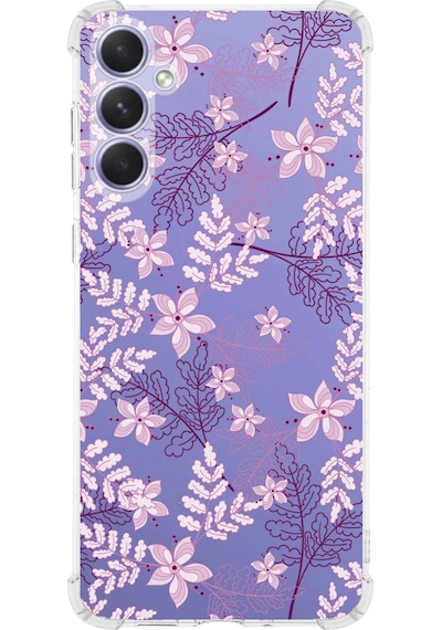 Samsung Galaxy A26 İle Uyumlu Floral Pudra Baskılı Şeffaf Köşe Korumalı Antişok Kılıf