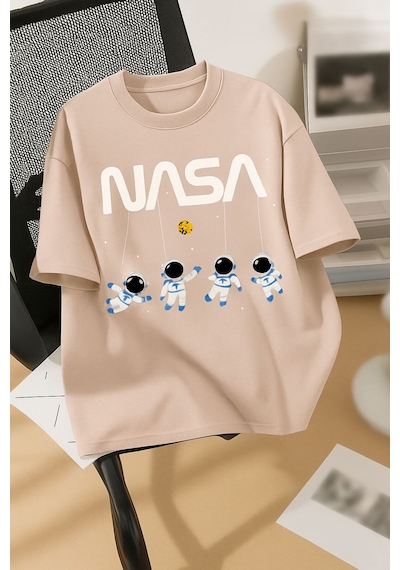 Nasa Baskılı Unisex Tshırt Çok Renkli