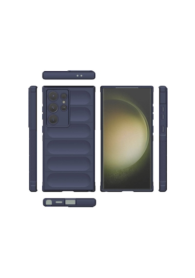 Galaxy Uyumlu S24 Ultra Kılıf Kamera Korumalı Esnek Silikon Parmak Şeritli Pazarplus Kırmızı