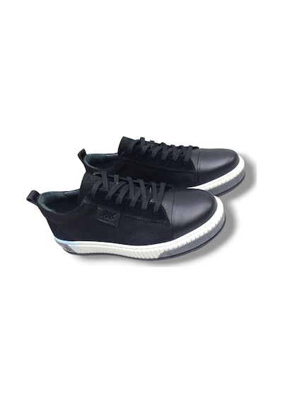 Growish Gr0265 Hakiki Deri & Nubuk Kaydırmaz Ray Taban Sneaker Ayakkabı Siyah