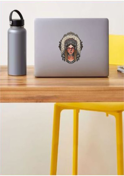 Kızılderili Kız Sticker - Araba Oto Motosiklet Karavan Sticker - 00031 30x23 Cm