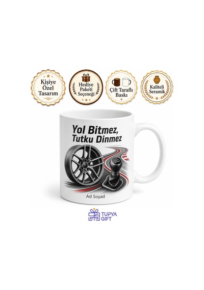 Otomobil Tutkunu Modifiye Severlere Jant Vites Kolu Yarış Pisti Kupa Bardak Hediye Beyaz / Çok Renkli