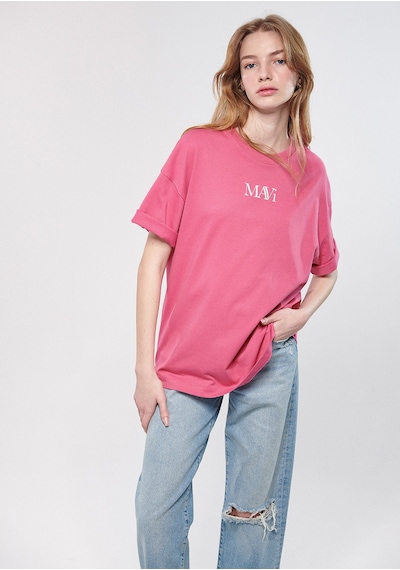 Mavi - Mavi Logo Baskılı Pembe Tişört 1611593-84680 Pembe