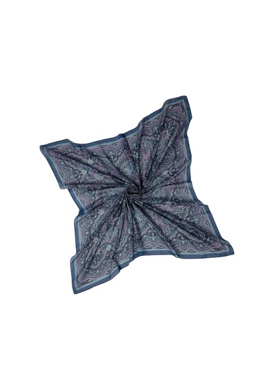 Mim Eşarp Mısırlı Eşarpları Büyük Boy Etnik Desenli Eşarp 120x120 Cm Mor - Lacivert