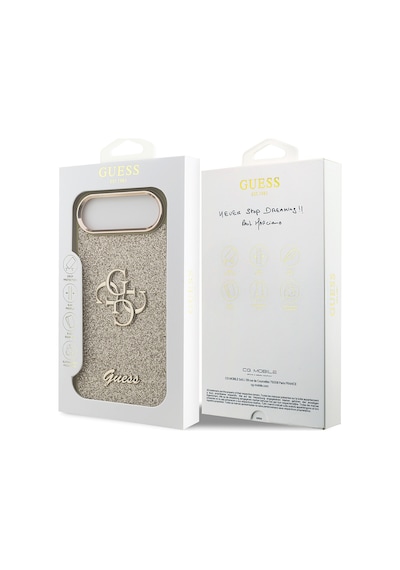 Apple Uyumlu iPhone 17 Air Kılıf Lisanslı 4g Büyük Metal Kamera Çerçeveli Ve Logolu Glitter Kapak Gold Gold