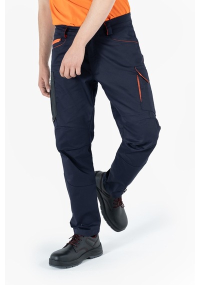 F 2144 Kordura Takviyeli Likralı Pantolon Lacivert - Turuncu
