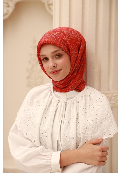 Silk Home Organik Eşarp 79015-30 Parlak Turuncu, Mor, Vizon