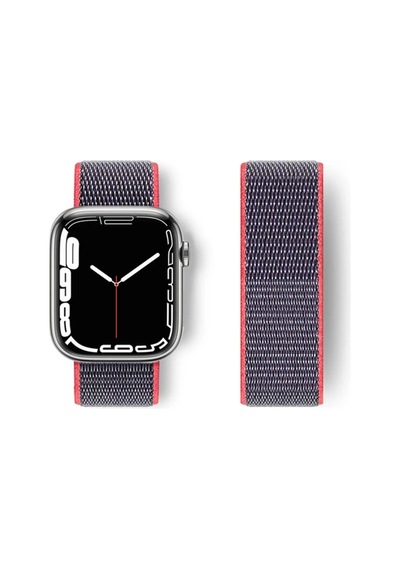 Apple Watch 42mm Uyumlu Hasırlı Cırtcırtlı Kordon - Pembe