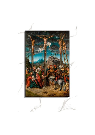 Lucas Cranach The Elder'ın "korsfæstelsen" Çarmıha Geriliş Adlı Eseri Dikey Kanvas Tablo 4661 Çok Renkli