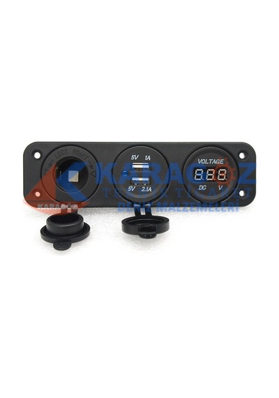 MARİN 3'LÜ ÇAKMAKLIK, USB, VOLTMETRE