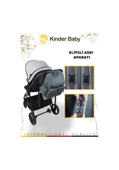 Kinder Baby Merlin Termal Anne Bebek Bakım Çantası Gri