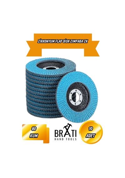 Zirkonyum Zk Flap Dizk Avuç İçi Taşlama Flap Disk Zımpara 115 X 22 Mm 80 Kum 10 Adet