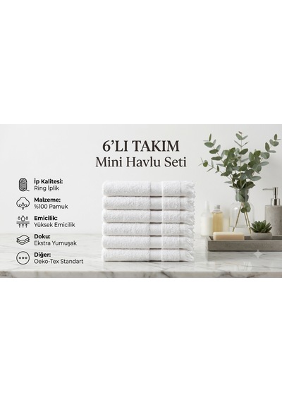 'lı Pamuklu Mutfak Havlusu Seti 30x50 Cm Kurulama Bezi El Havlusu Yüksek Su Emici Yumuşak Dokulu Beyaz