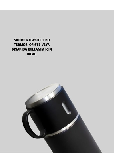 Paslanmaz Termos Ve İkili Bardak Seti 6-12 Saat Sıcak/soğuk Tutma Açık Lacivert