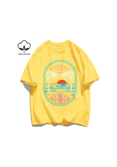 Startmore Y2k Vintage Tişört Tee Okyanus Vibw Başka Bir Paradibe Sarı