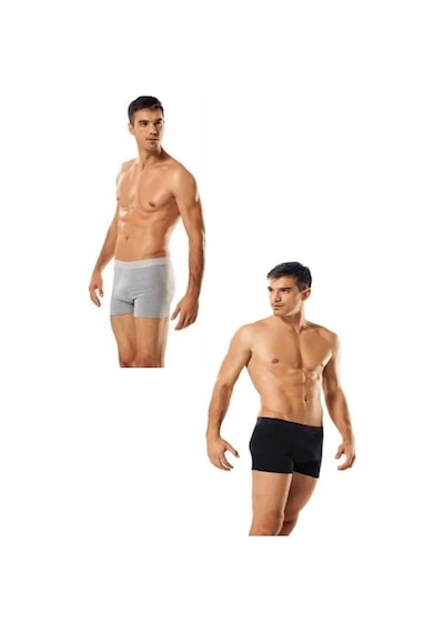 Tutku Erkek 6 Adet Likralı Elastan Boxer Siyah + Gri 0114 Çok Renkli