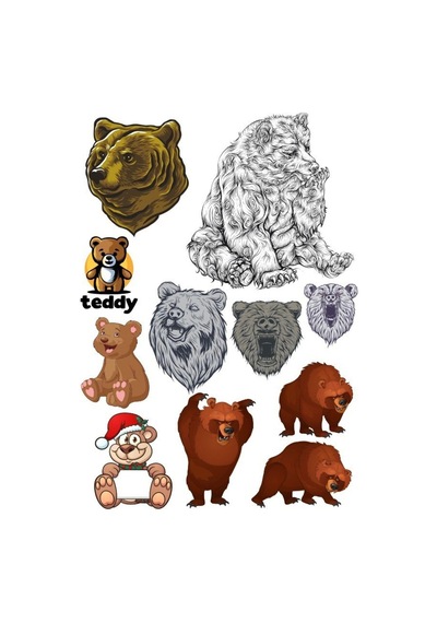 Ayı Sticker Set-5 10 Parça Telefon, Tablet, Defter, Laptop Sticker