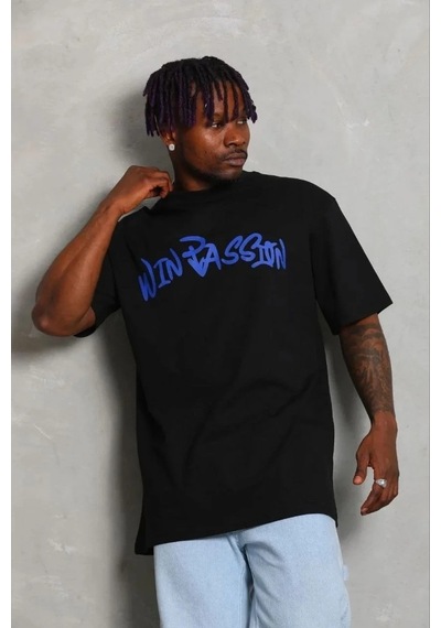 Tarzyeri Erkek Baskılı T-shirt Kısa Kol Bisiklet Yaka Regular Fit Tişört - Siyah