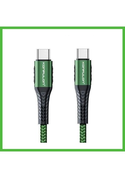 Vaveni Konfulon Dc43 Type-c To Type-c 1m Örgü 60w Hızlı Şarj Kablo - Yeşil Arz