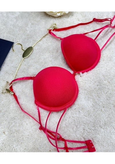 Le Jardin Valeria Biyeli Taşlı Mikro Push-up Arkası İp Detaylı Sü Nar Çiçeği