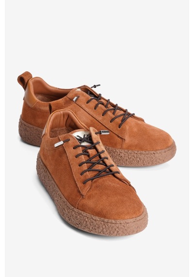 Mubiano Kadın Hakiki Süet Sneaker Lastik Bağcıklı Krep Taban Roan Taba