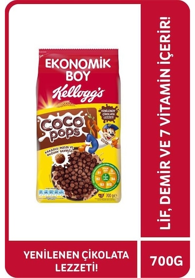 Kellogg's Coco Pops Çikolatalı Buğday Ve Mısır Gevreği 700 Gr, Lif,demir Ve 6 Vitamin İçerir 6'li P