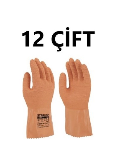 12 Çift Doğal Kauçuk Tıbbı Atık Eldiveni Starline E-530 Large Beden