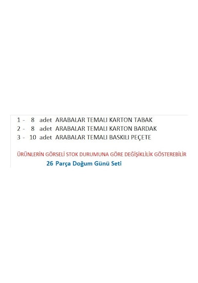 Cars, Arabalar , Şimşek Mcqueen 8 Adet Tabak, 8 Adet Bardak, 10 Peçete