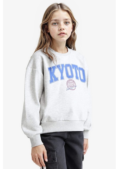Defacto Kız Çocuk Relax Fit Bisiklet Yaka Slogan Baskılı 2li Sweatshirt E6473a825aubk81 Siyah