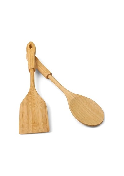 Tr Bambu 2'li Servis Seti, Tavalarınız Ve Kızarmanız İçin Spatula, Servisleriniz İçin Büyük Kaşık 2 Adet L Diğer