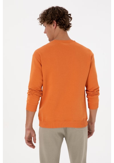 U.S. Polo Assn. Erkek Comfort Fit Bisiklet Yaka Şardonlu Bakır Basic Sweatshirt 50313757-VR182