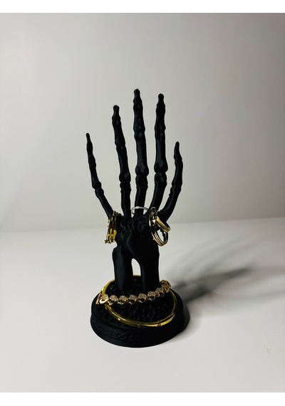 Gotik İskelet El Takı Standı Siyah Yüzük Küpe Bileklik Organizeri 20 Cm