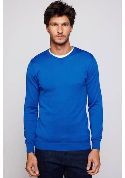 Tudors Erkek Slim Fit Bisiklet Yaka Mavi Kazak-28967-mavi Mavi