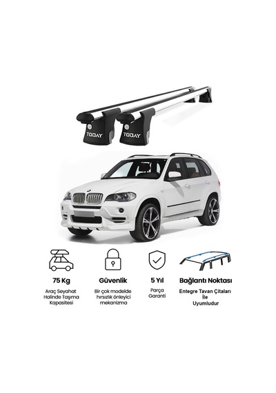 Trio-ı Bmw X5 E70 2008-2013 Uyumlu Kilitli Ara Atkı 135cm Port Bagaj Tavan Barı