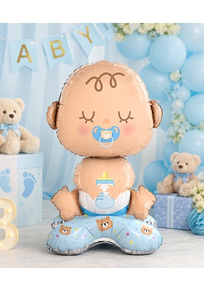 Mavi Bebek Ayaklı Folyo Balon 63x34 Cm Baby Shower Cinsiyet Parti Süsü Çok Renkli