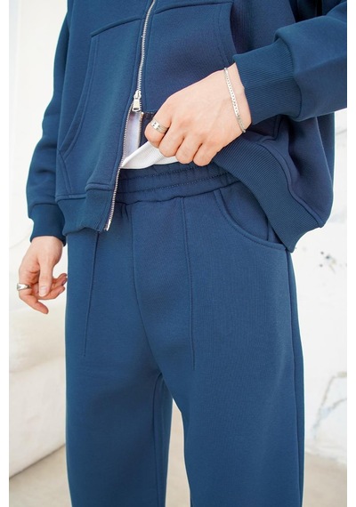 Lacivert Cozy Basic Pileli Baggy Eşofman Lacivert